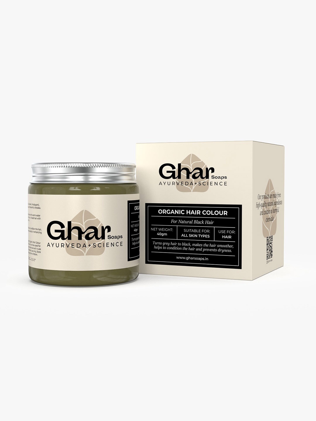 

GHAR SOAPS Combination of Henna & Indigo Organic Hair Color - 40 gm, Black