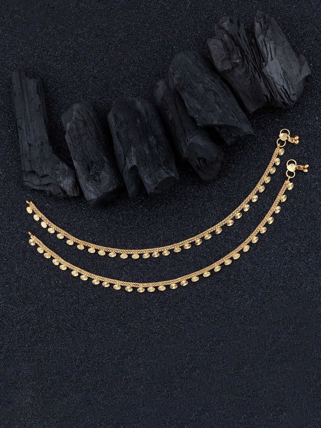 

Silver Shine Set Of 2 Gold-Plated Anklets