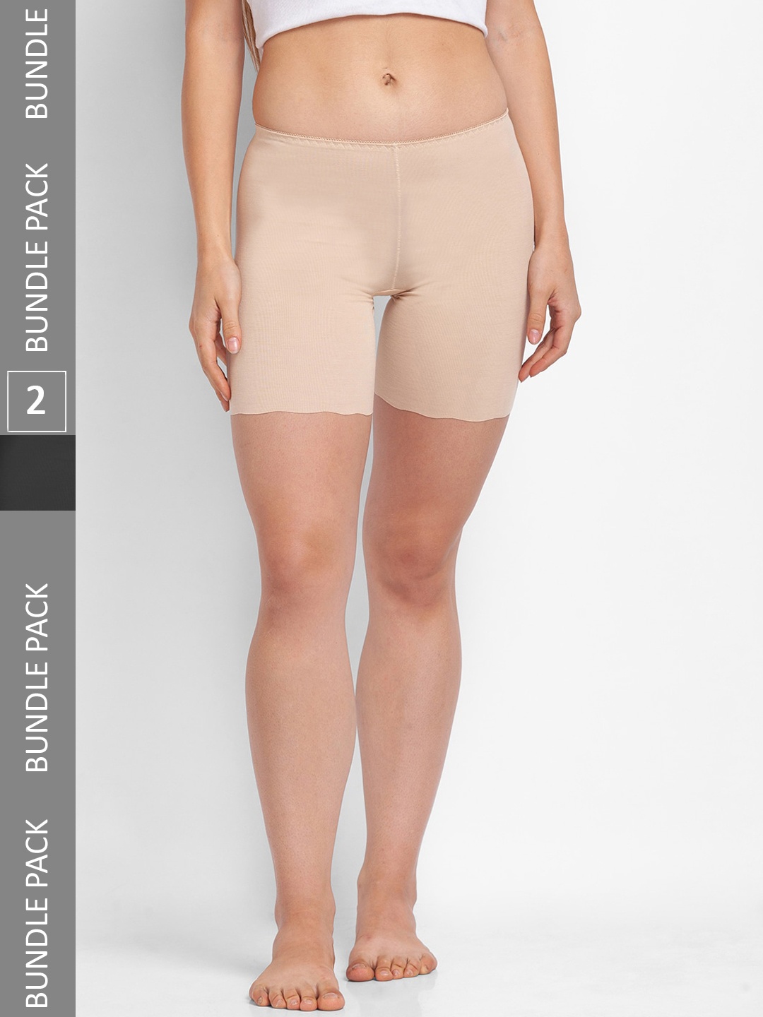 

NOIRA Women Pack Of 2 Mid-Rise Cotton Boy Shorts Briefs, Beige