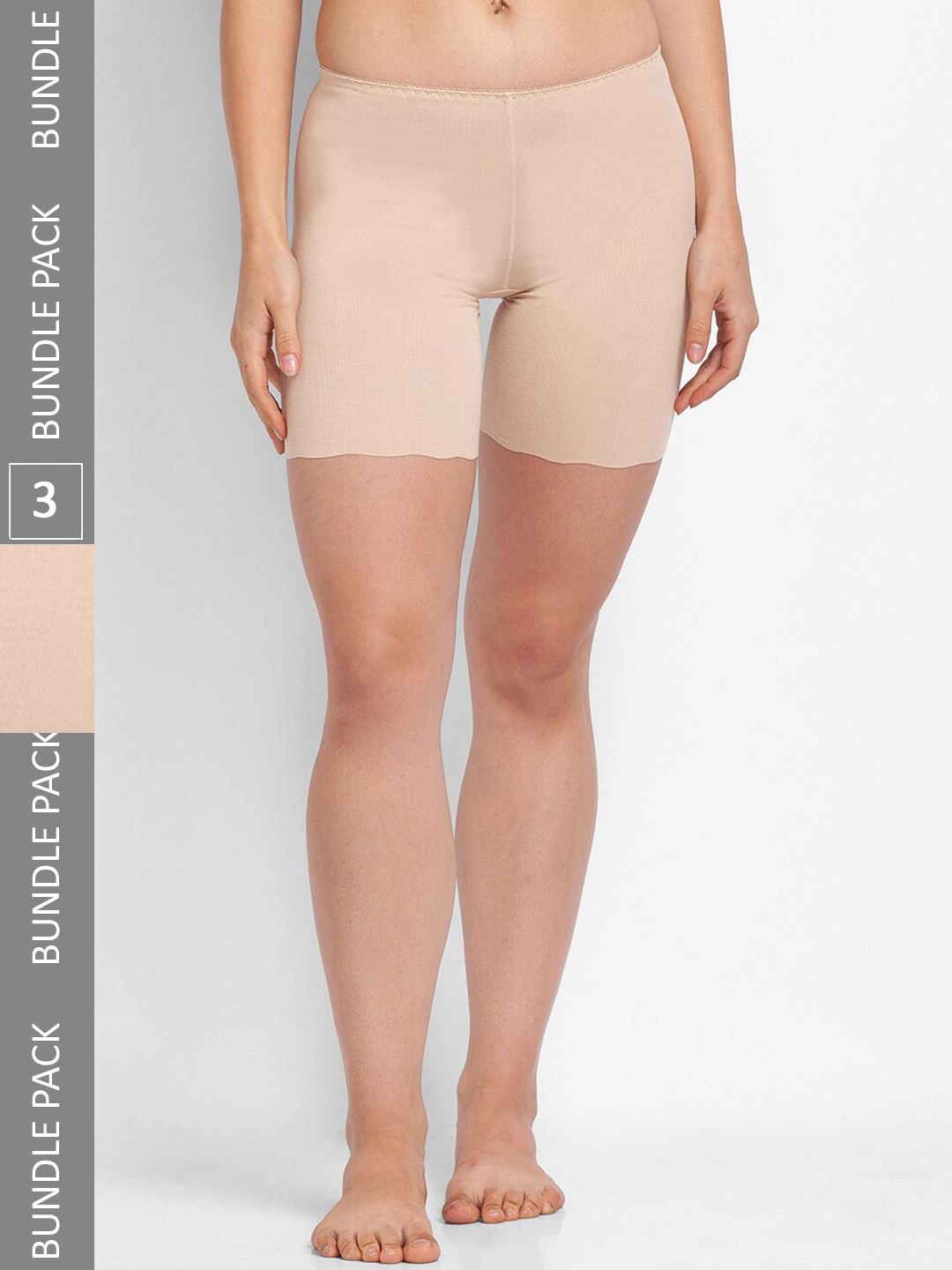 

NOIRA Women Pack Of 3 Mid-Rise Cotton Boy Short Briefs, Beige