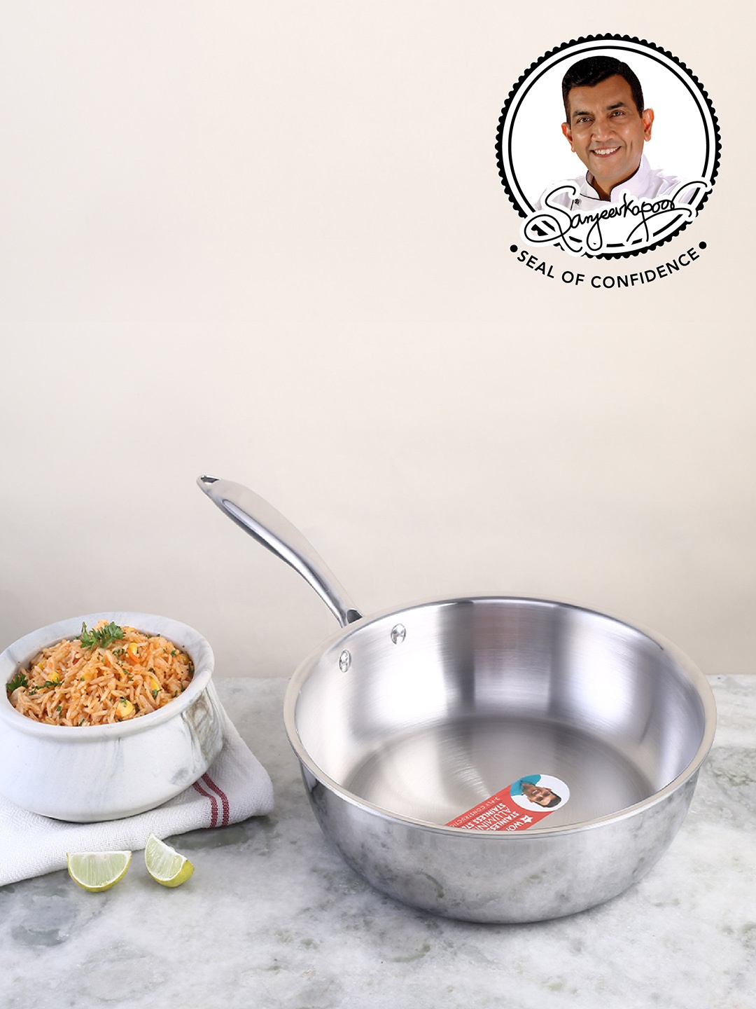 

Wonderchef Nigella Tri-Ply Stainless Steel Frying Pan 2.6 L, Silver