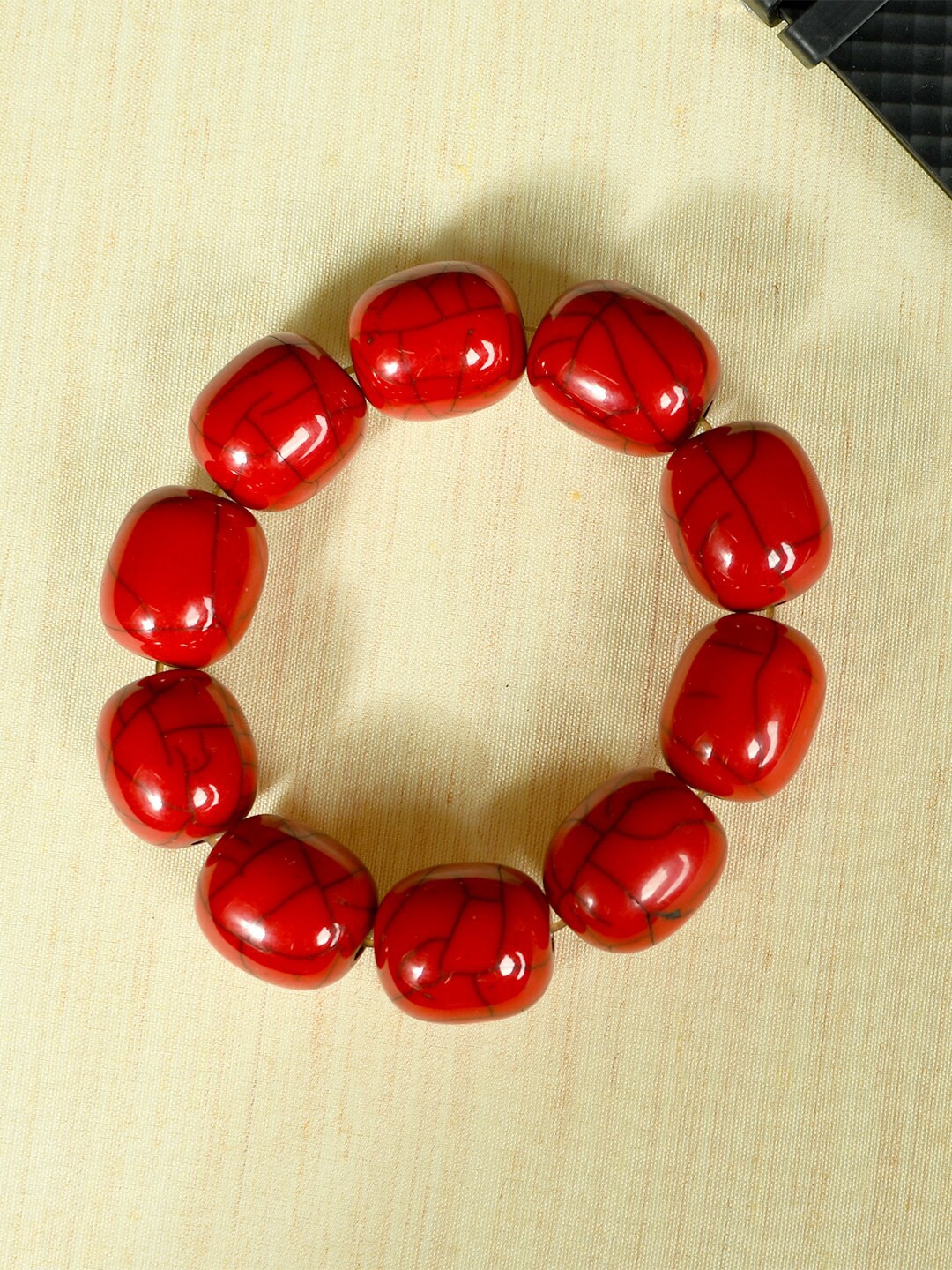 

Bamboo Tree Jewels Stone Beaded Elasticated Stretchable Bracelet, Red