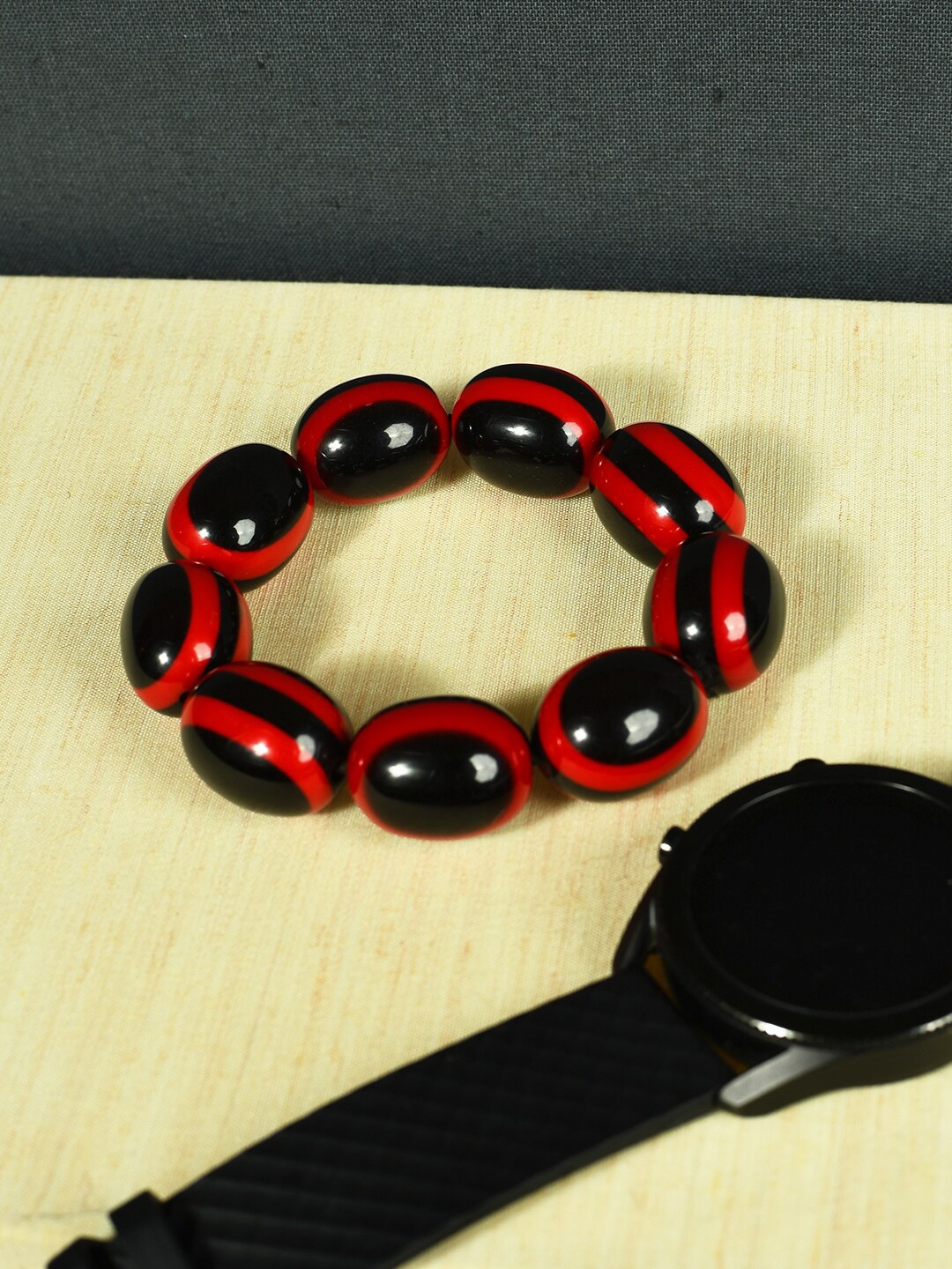 

Bamboo Tree Jewels Women Artificial Beaded Stretchable Bracelet, Black