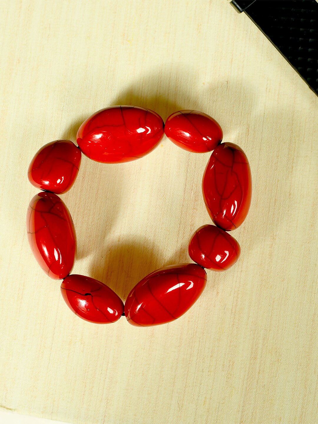 

Bamboo Tree Jewels Elasticated Stretchable Stone Bracelet, Red