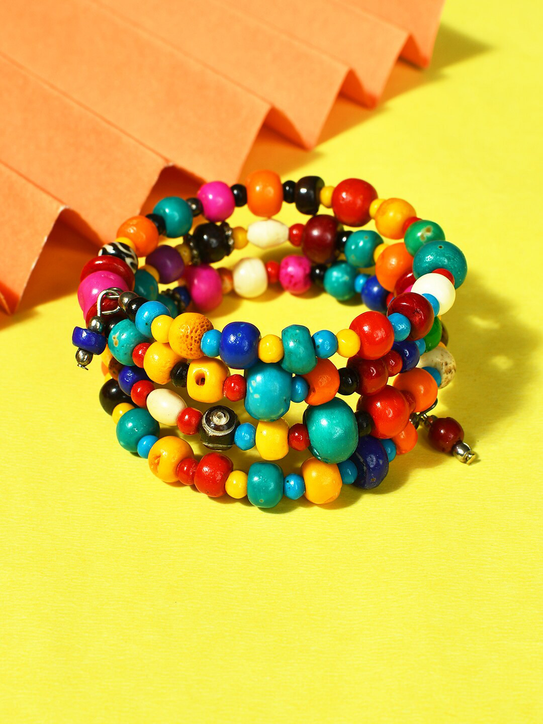 

Bamboo Tree Jewels Women Artificial Beaded Stretchable Multistrand Bracelet, Red