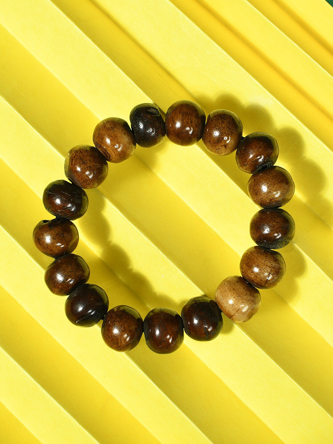 

Bamboo Tree Jewels Women Artificial Beaded Elasticated Stretchable Slip-On Bracelet, Brown