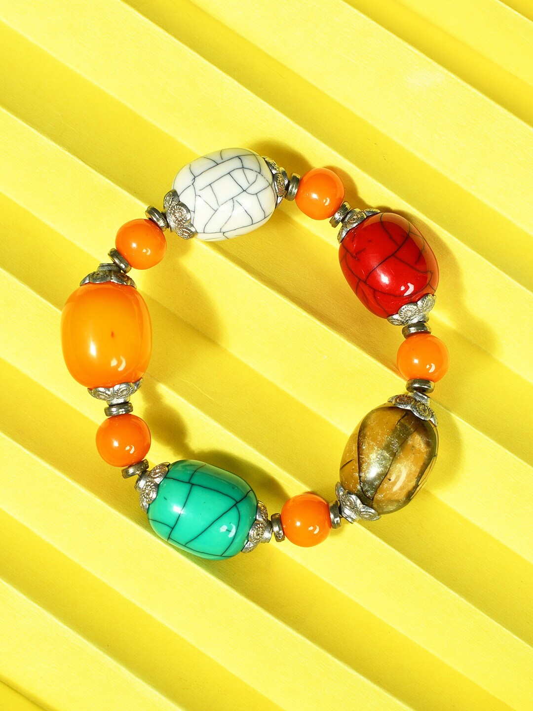 

Bamboo Tree Jewels Elasticated Stretchable Beaded Bracelet, Red