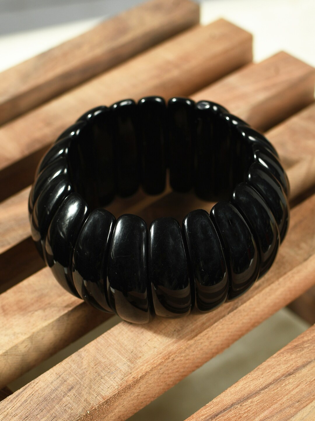 

Bamboo Tree Jewels Women Artificial Beaded Stretchable Bracelet, Black