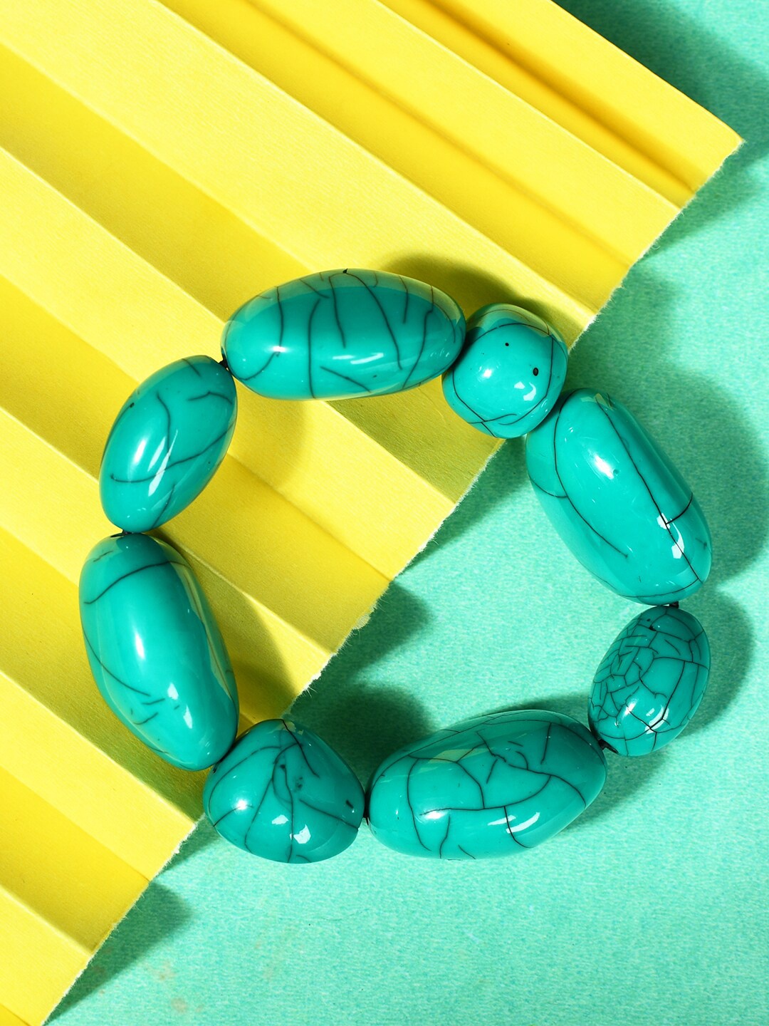 

Bamboo Tree Jewels Stone Beaded Elasticated Stretchable Bracelet, Turquoise blue
