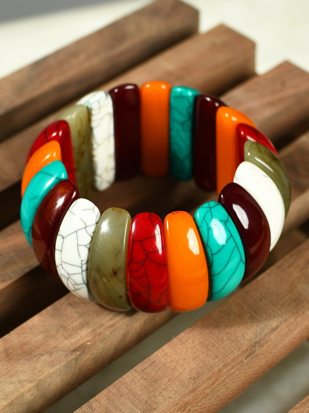 

Bamboo Tree Jewels Beaded Stretchable Elasticated Bracelet, Maroon