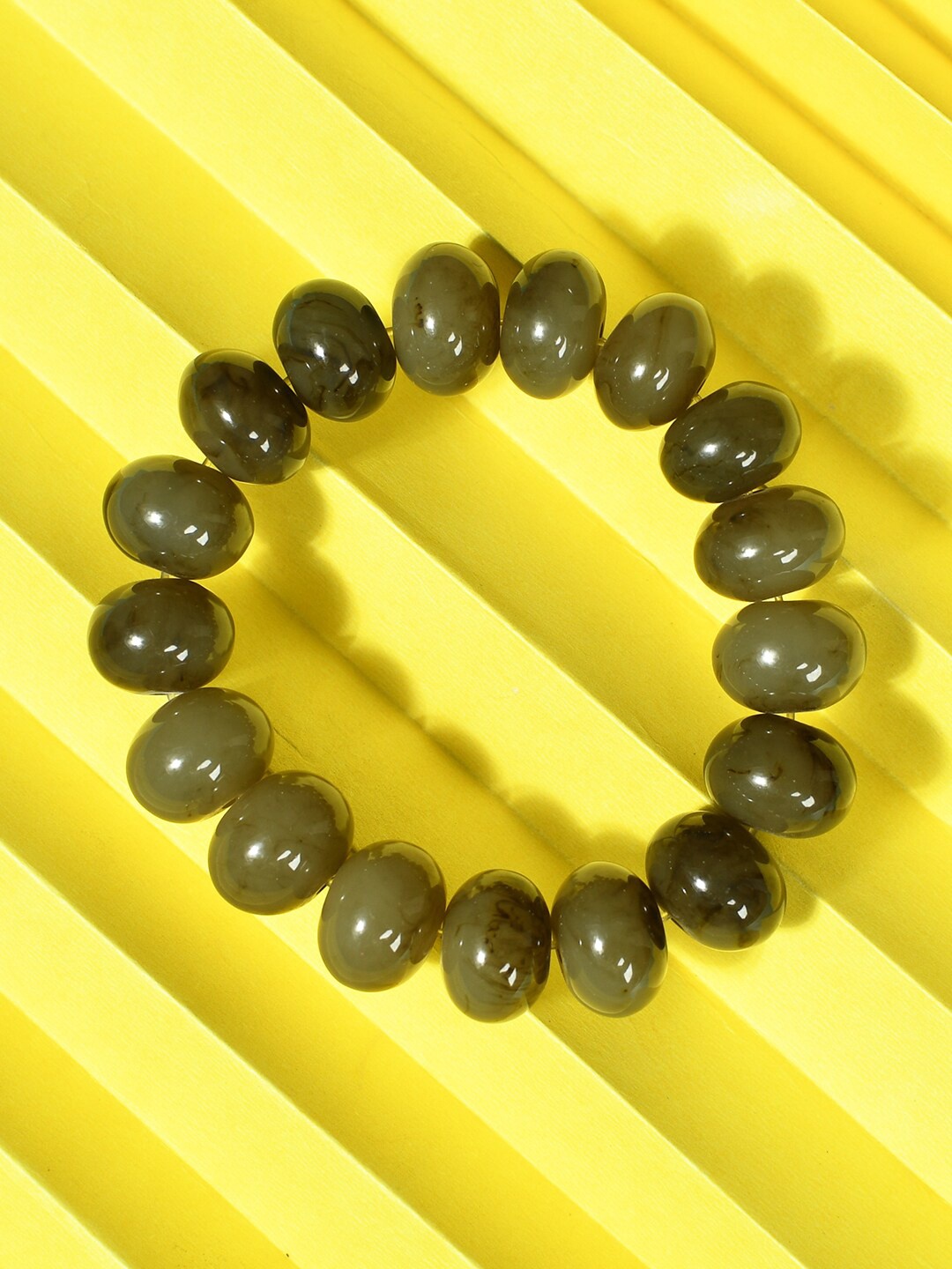 

Bamboo Tree Jewels Elasticated Stretchable Beaded Bracelet, Olive