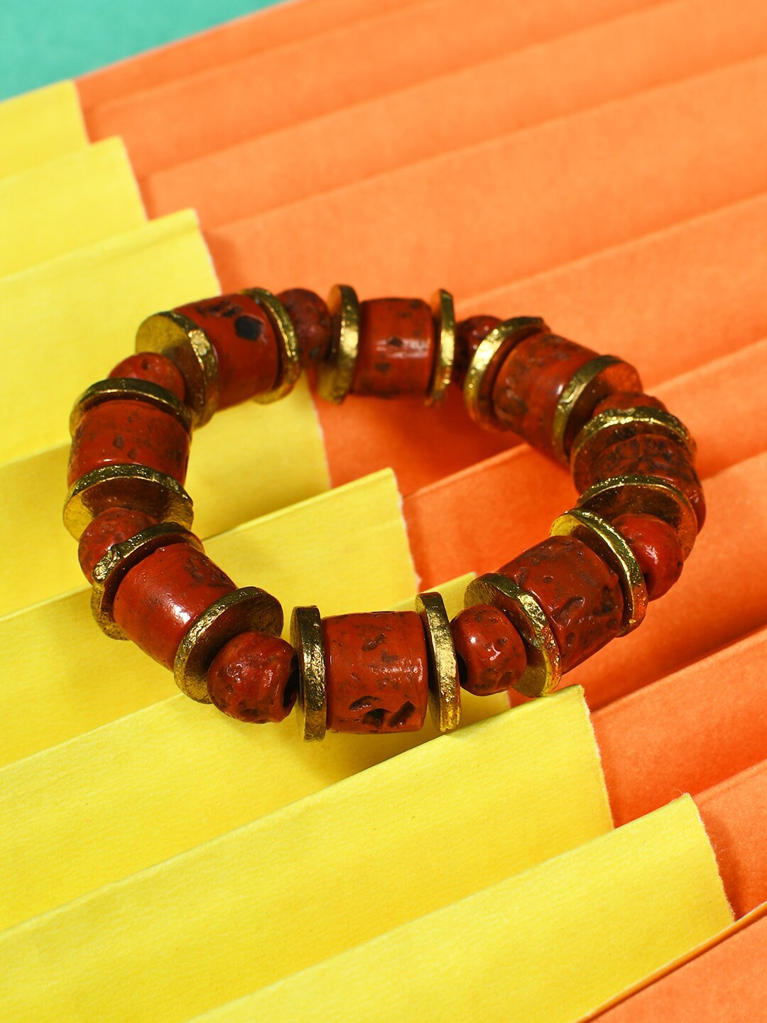

Bamboo Tree Jewels Women Beaded Stretchable Bracelet, Red