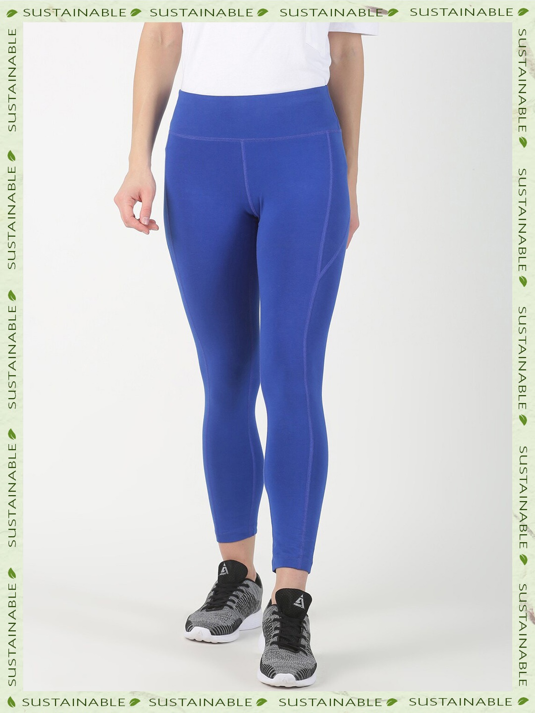 

HERE&NOW Women Dry-Fit Cotton Tights, Blue
