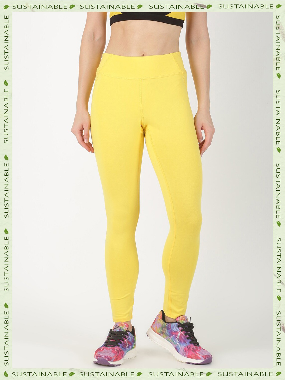 

HERE&NOW Women Pure Fairtrade Cotton Tights, Yellow