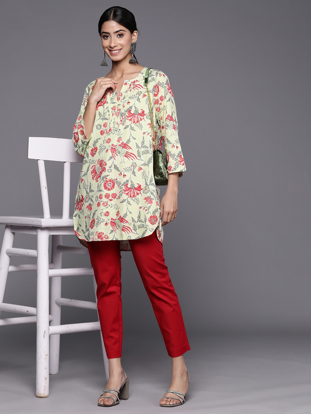 

Biba Floral Printed Kurti, Olive