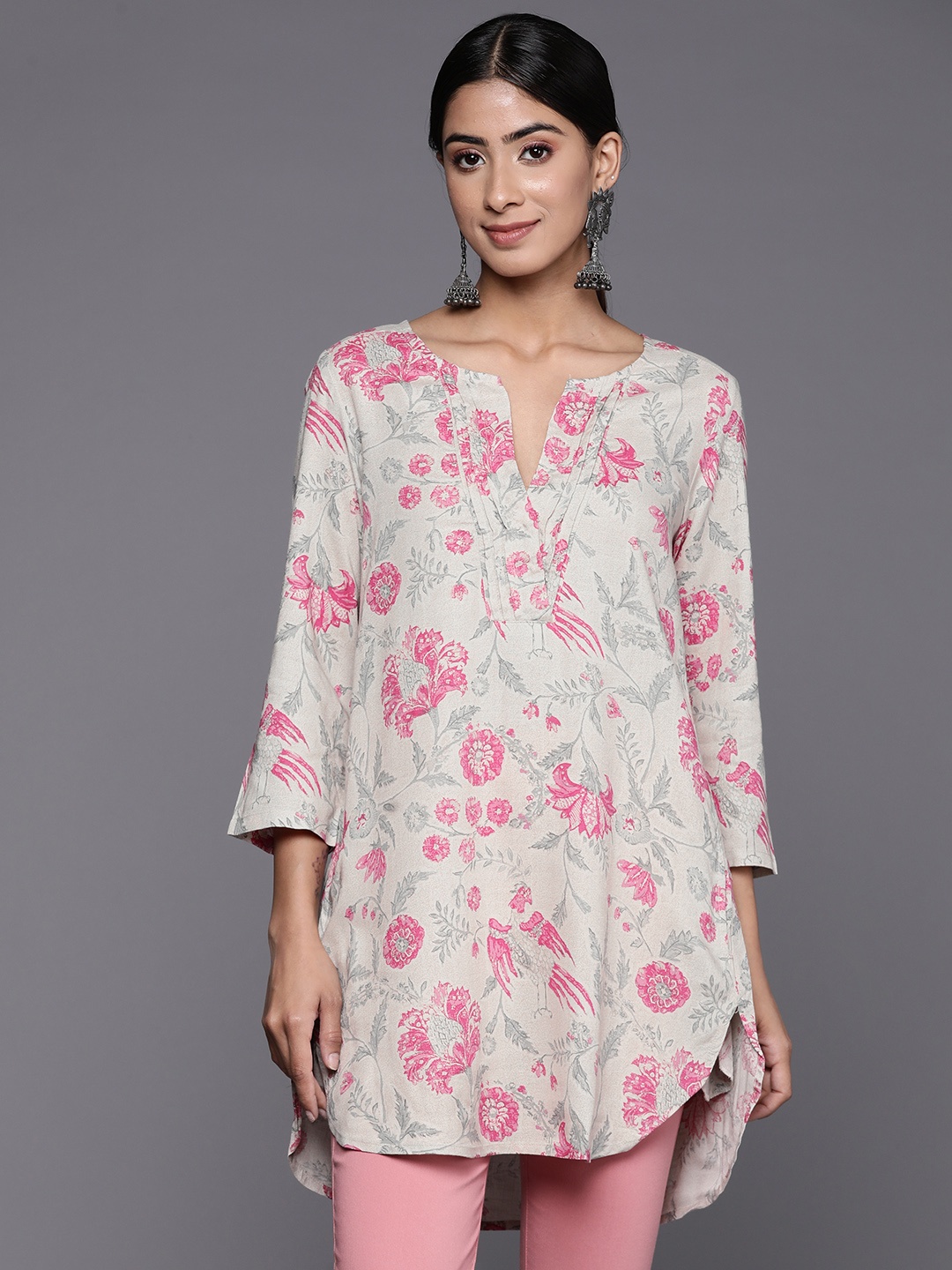 

Biba Floral Printed Kurti, Beige