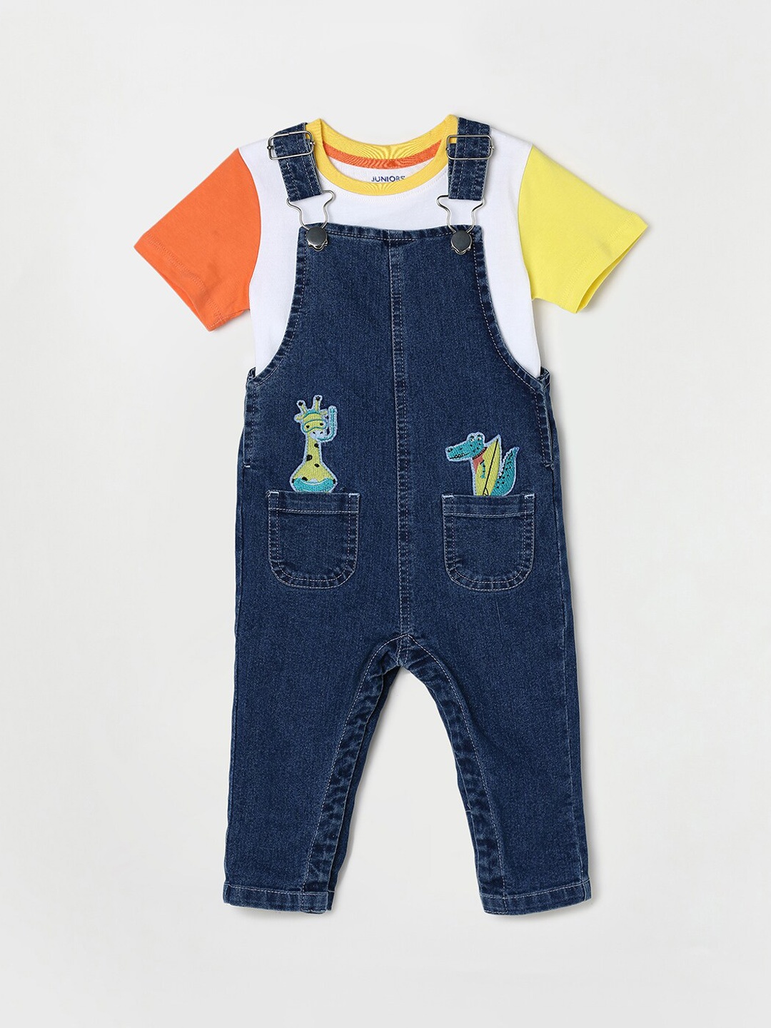 

Juniors by Lifestyle Boys Embroidered Cotton Dungaree With T-shirt, Blue