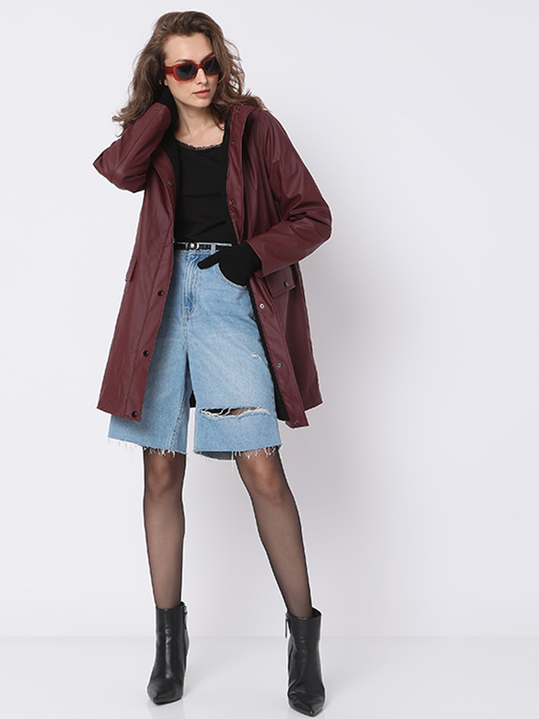

Vero Moda Hooded Longline Bomber Jacket, Burgundy