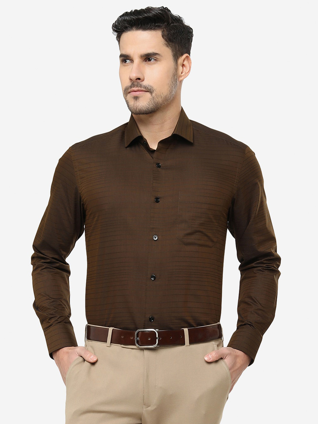 

Greenfibre Slim Fit Cotton Formal Shirt, Brown