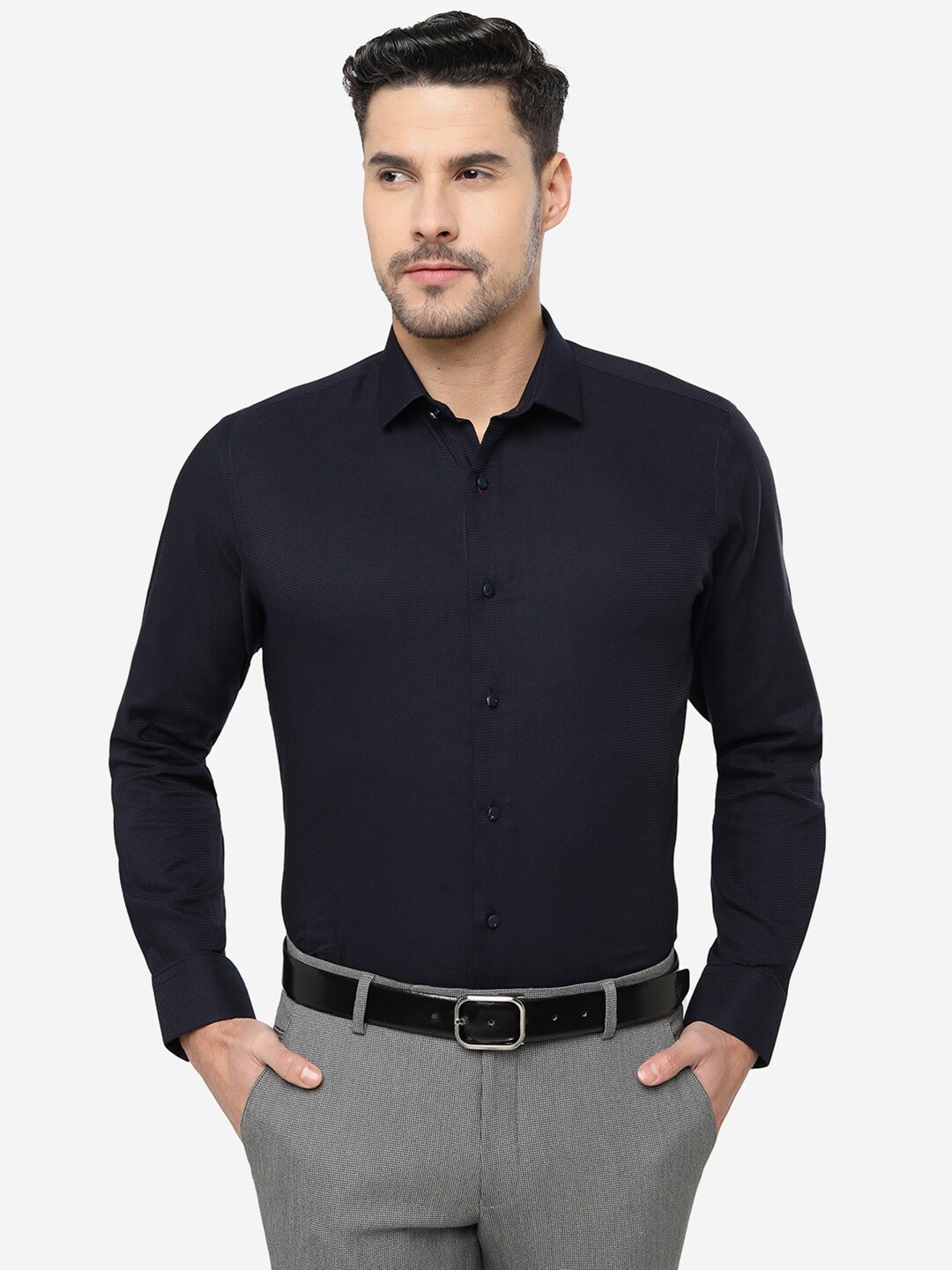 

Greenfibre Slim Fit Cotton Casual Shirt, Navy blue