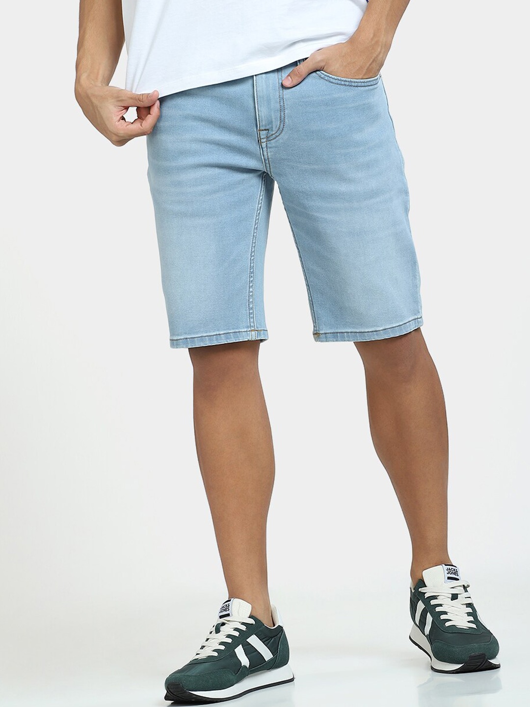 

Jack & Jones Men Slim Fit Low-Rise Cotton Denim Shorts, Blue