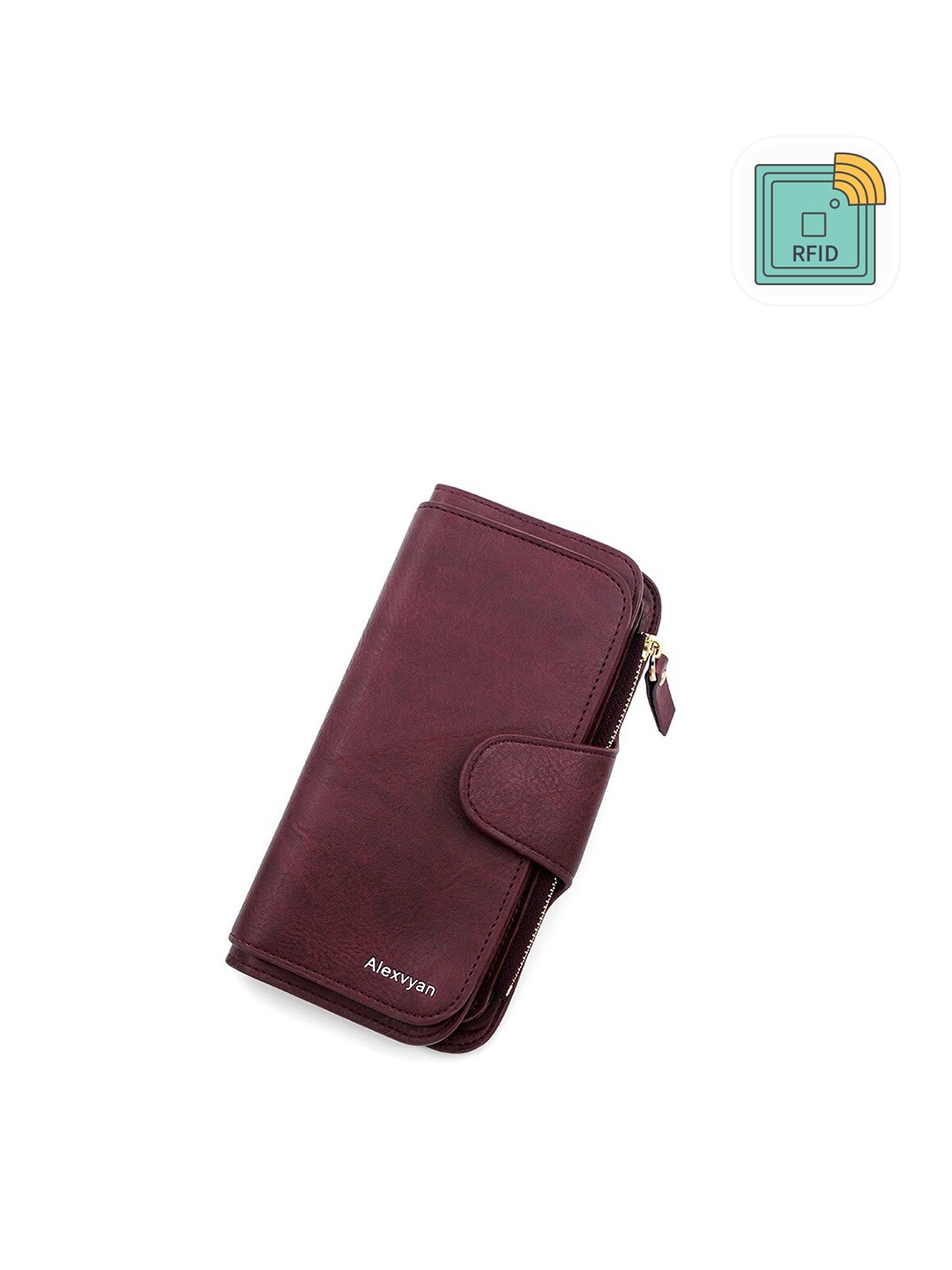 

Alexvyan Women Long RFID Two Fold Wallet, Maroon