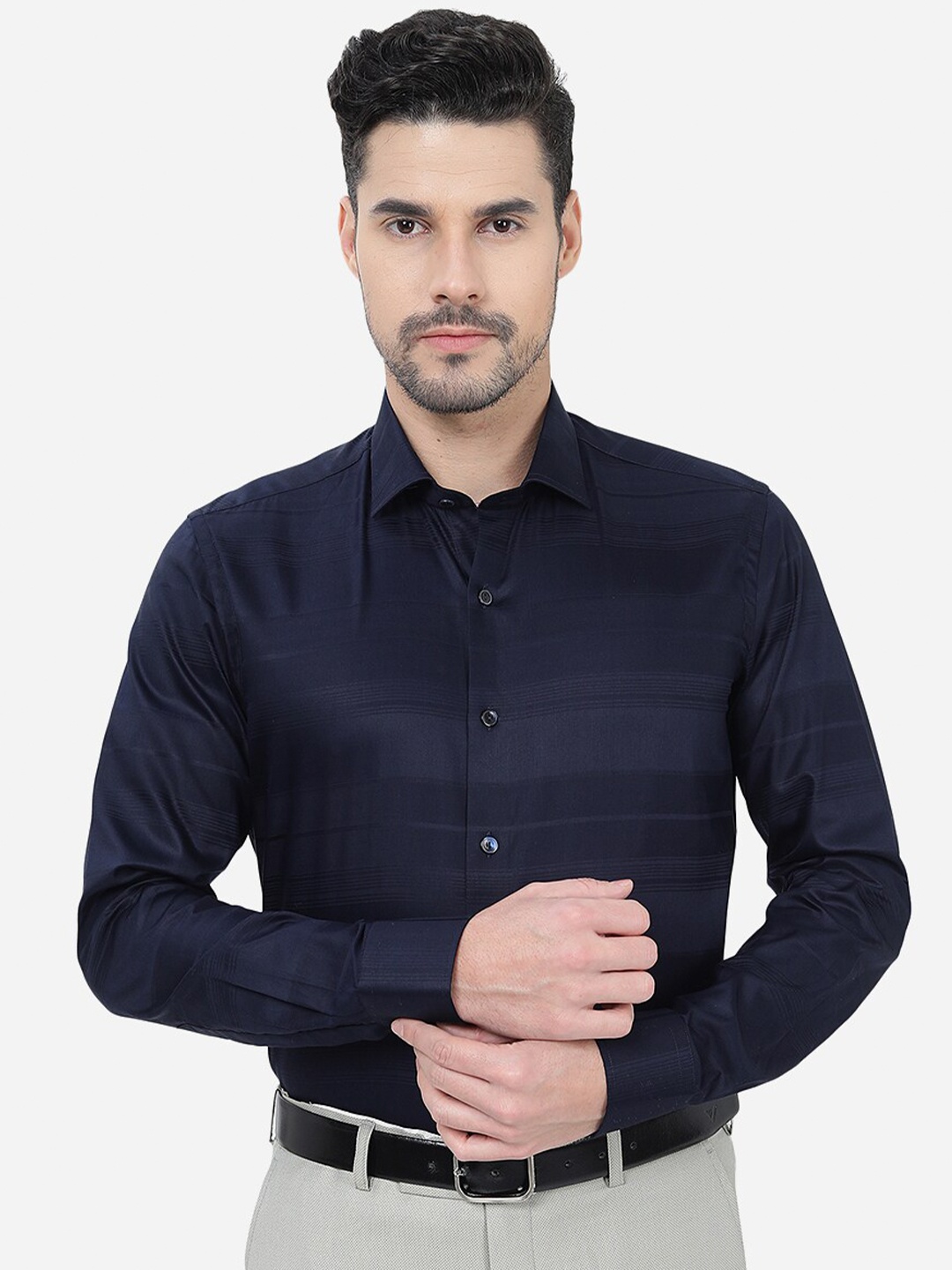 

WYRE Spread Collar Slim Fit Formal Shirt, Navy blue