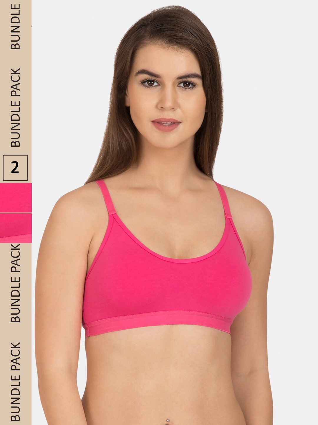 

Tweens Pack Of 2 Non-Padded Full Coverage All Day Comfort Seamless Sports Bra, Pink