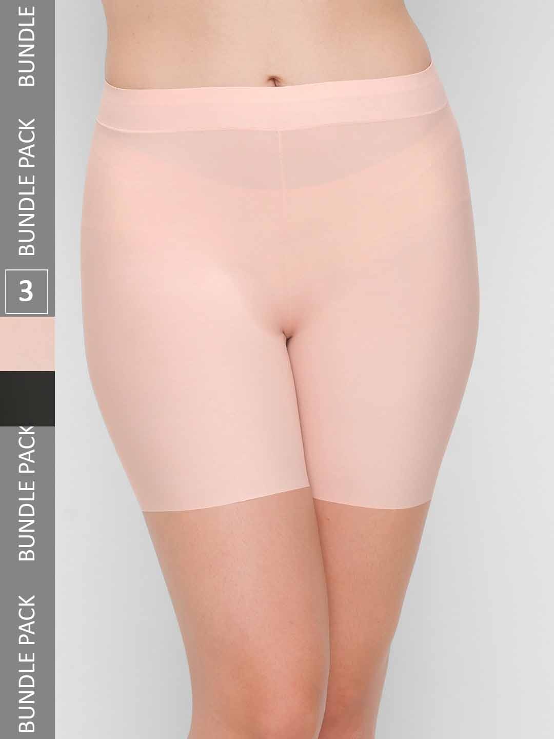 

NOIRA Women Pack Of 3 Mid-Rise Seamless Boy Shorts Briefs, Beige