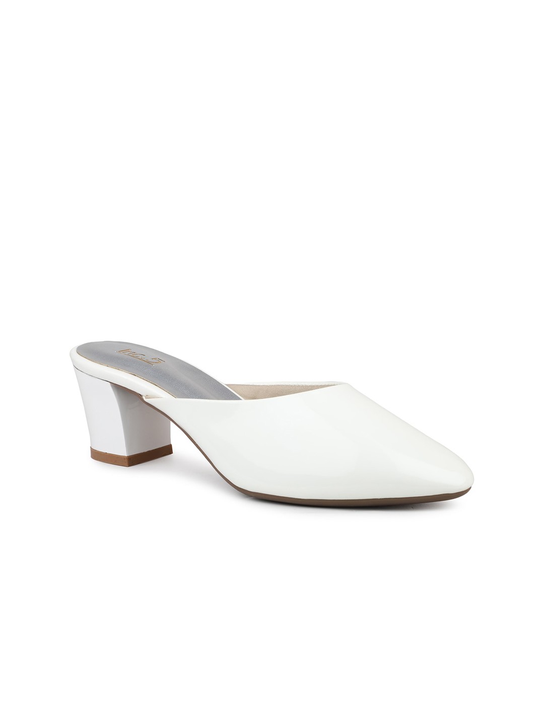 

Inc 5 Pointed Toe Open Back Block Mules, White