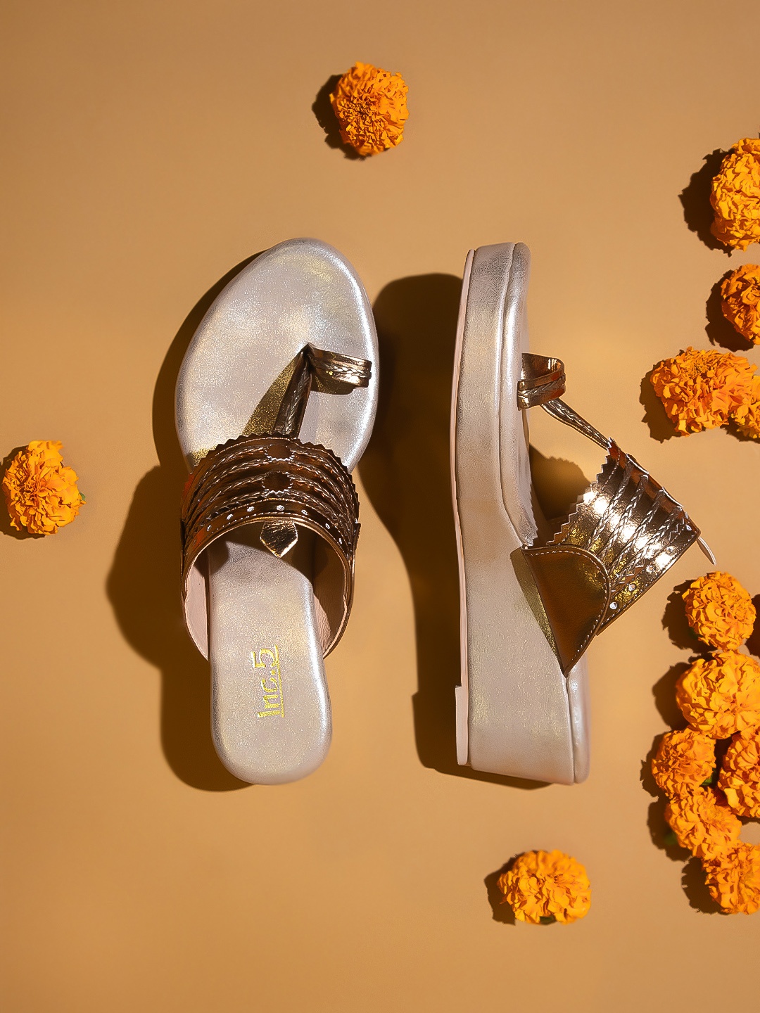 

Inc 5 Antique Embellished Wedge Heels, Gold