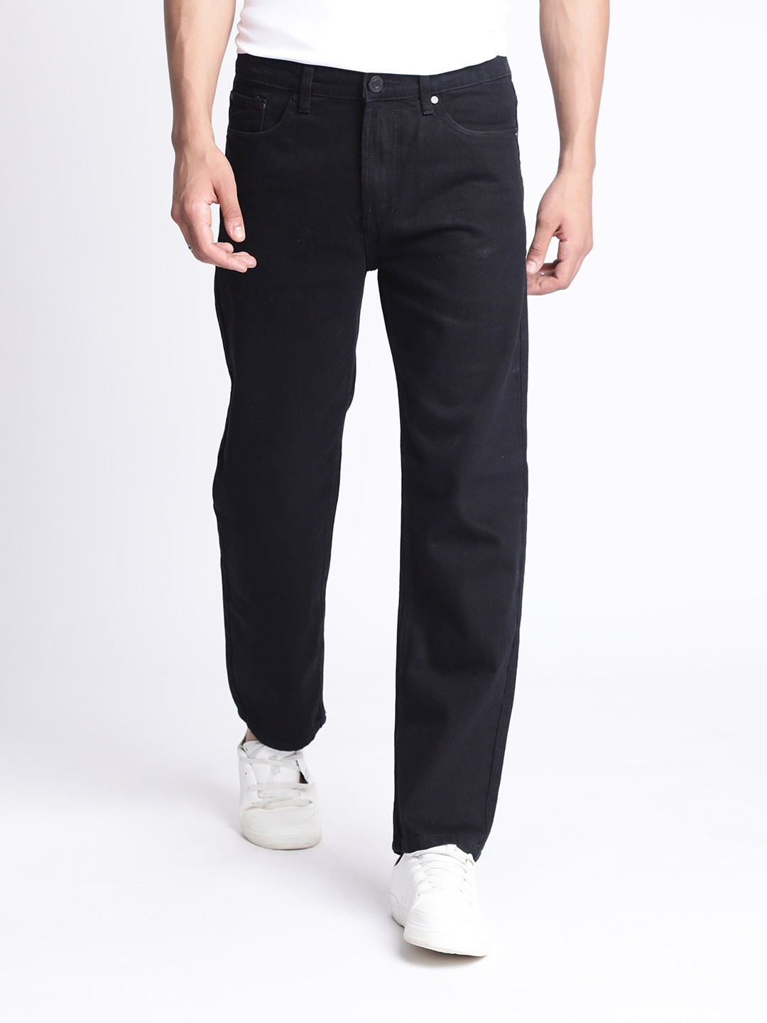 Bene Kleed Men Black Relaxed Fit Mid Rise washed Jeans