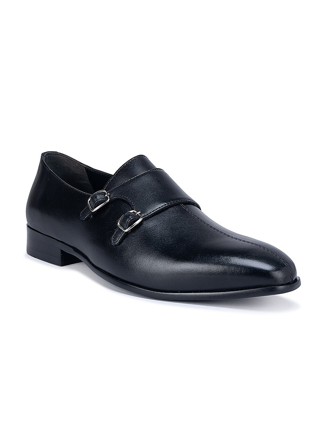 

ROSSO BRUNELLO Men Leather Formal Monk Shoes, Black