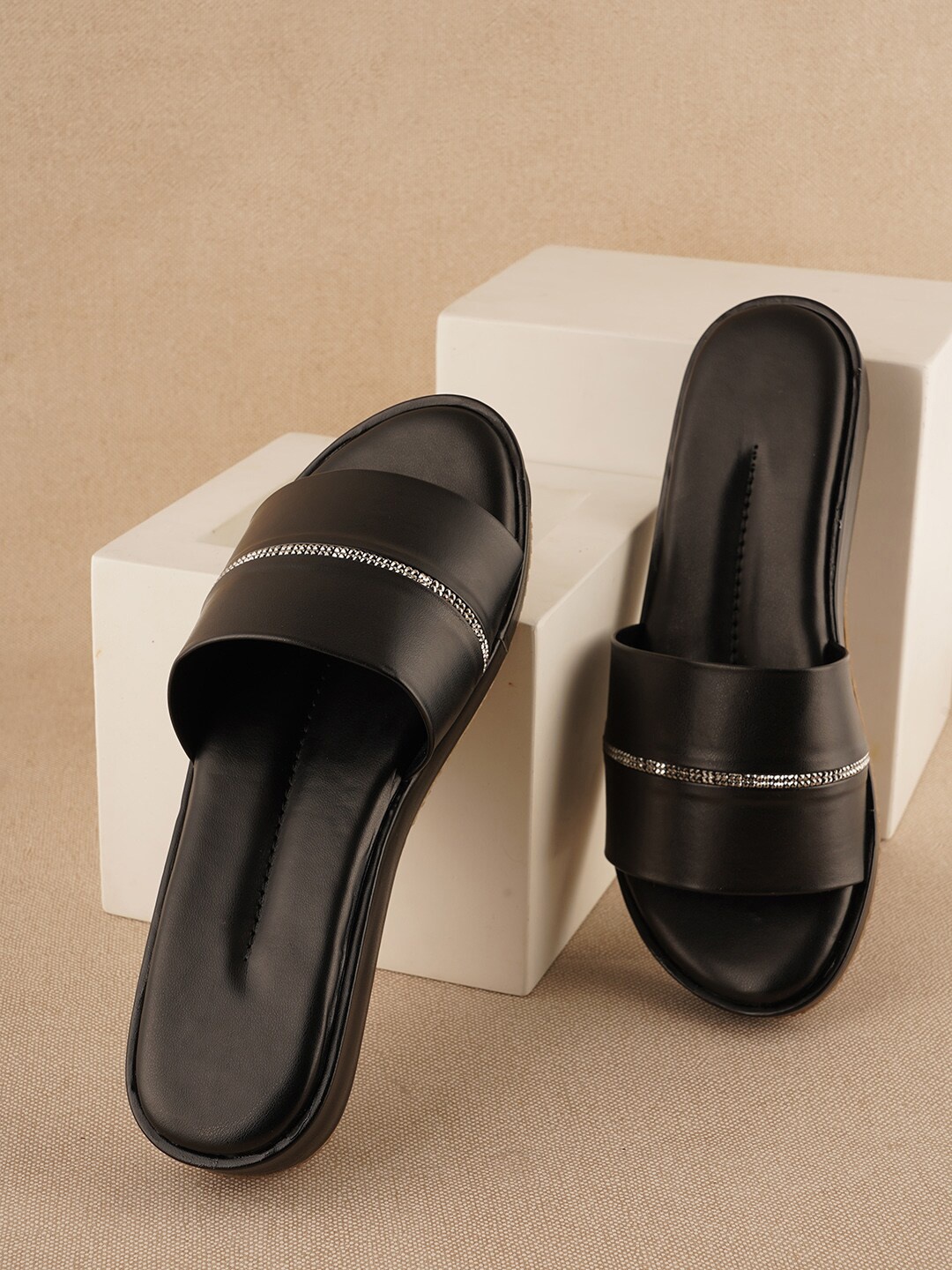 

SAPATOS Embellished Flatform Heels, Black