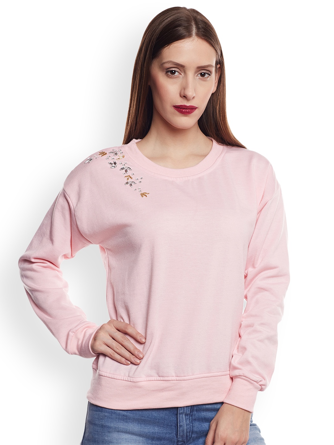 

Belle Fille Women Pink Solid Sweatshirt