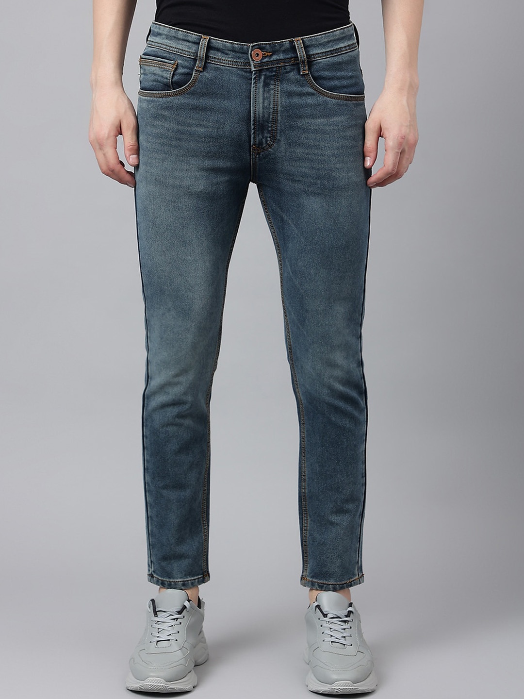 

Code 61 Men Skinny Fit Low-Rise Heavy Fade Stretchable Jeans, Blue