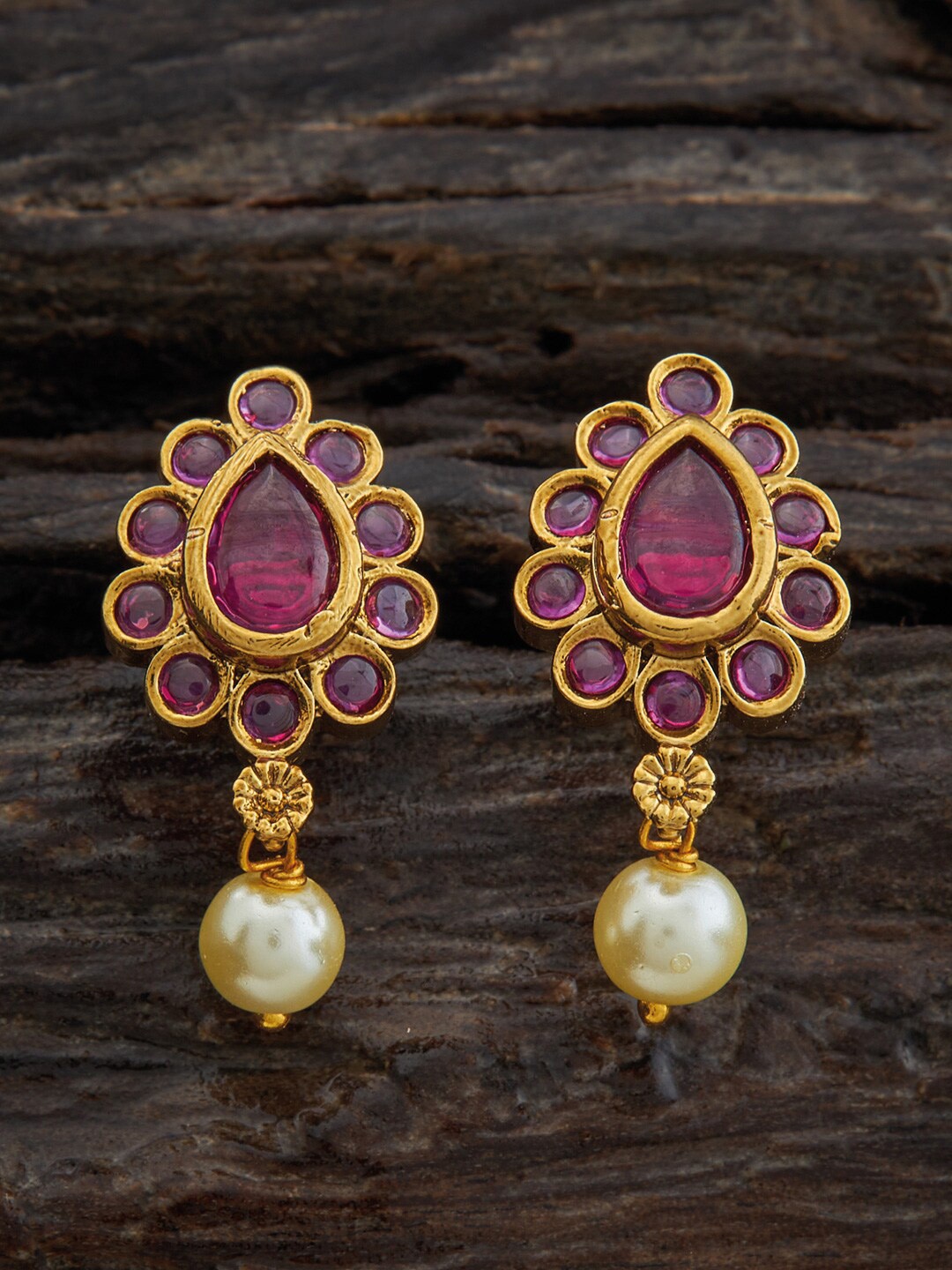 

Kushal's Fashion Jewellery Contemporary Antique Drop Earrings, Red
