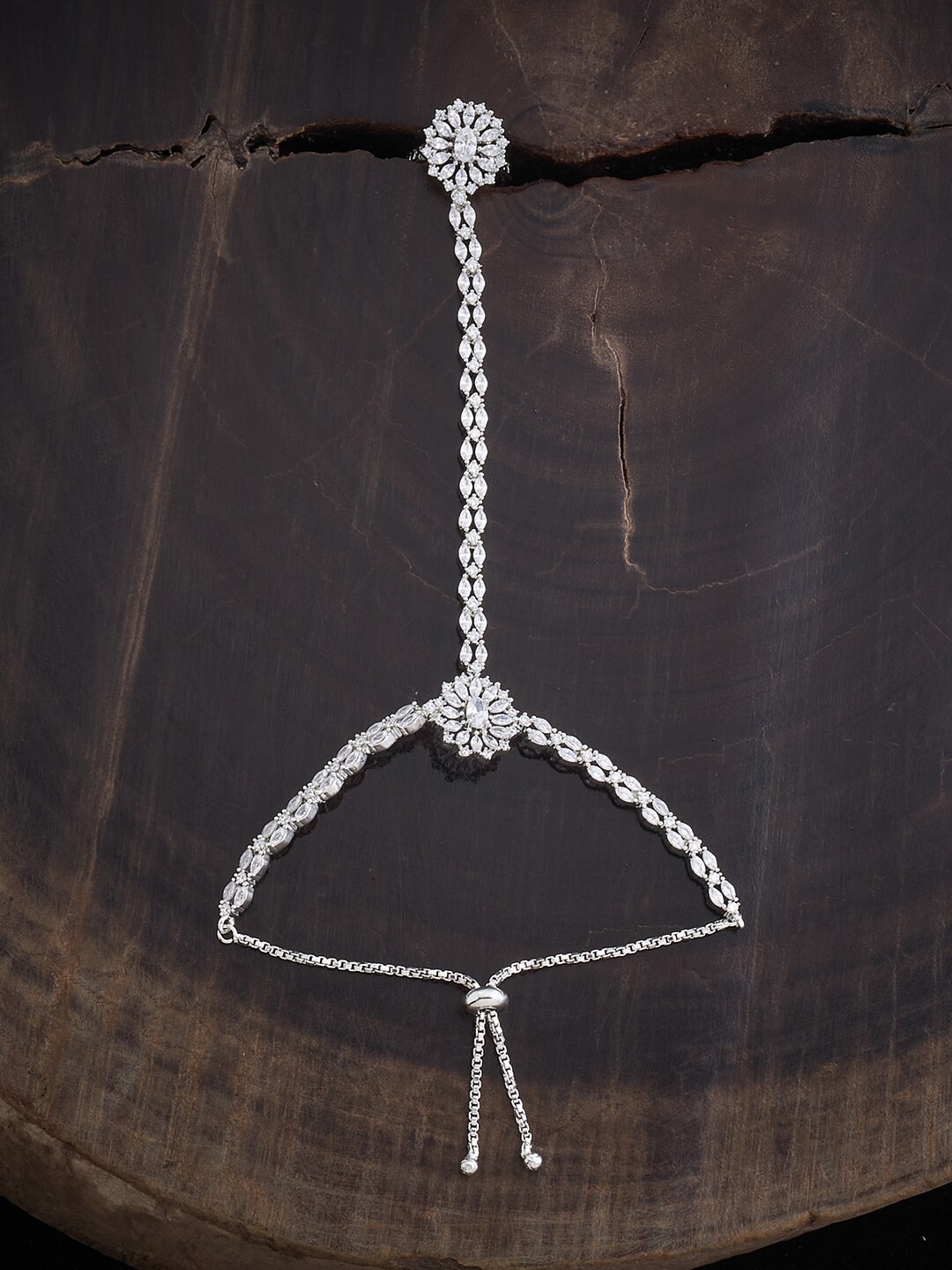 

Kushal's Fashion Jewellery Rhodium-Plated Cubic Zirconia Ring Bracelet, White