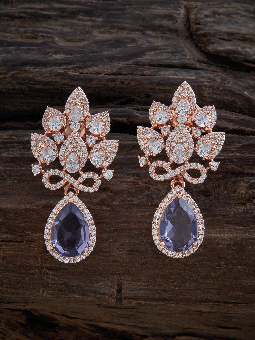 

Kushal's Fashion Jewellery Rose-Gold Plated Contemporary Drop Earrings, Lavender