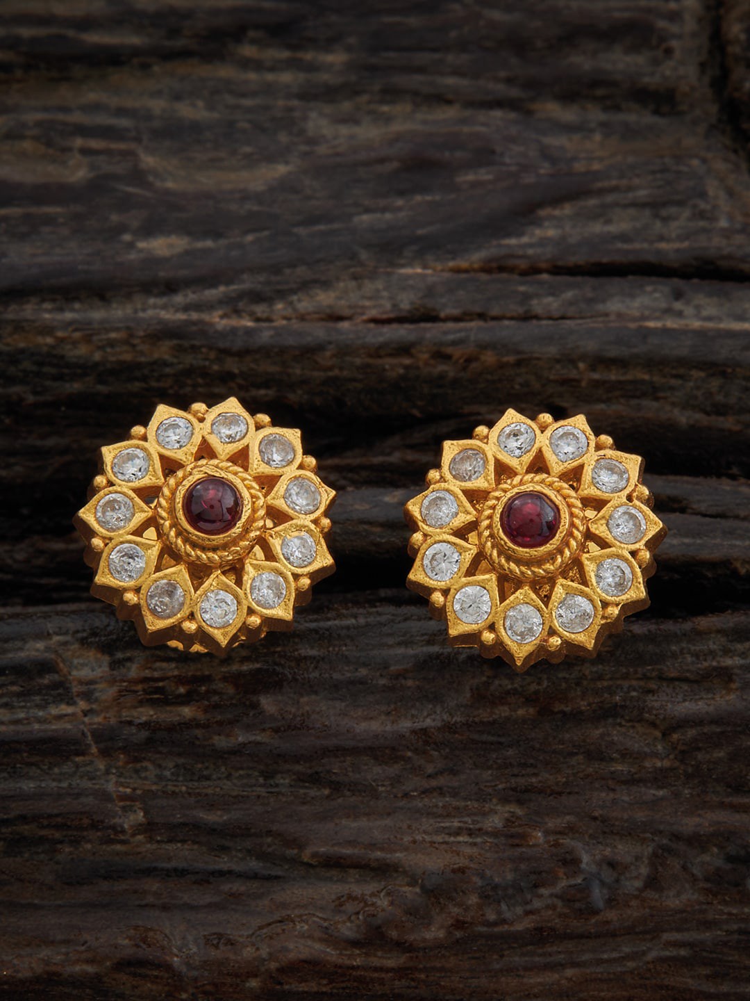 

Kushal's Fashion Jewellery 92.5 Pure Silver Contemporary Studs Earrings, Red