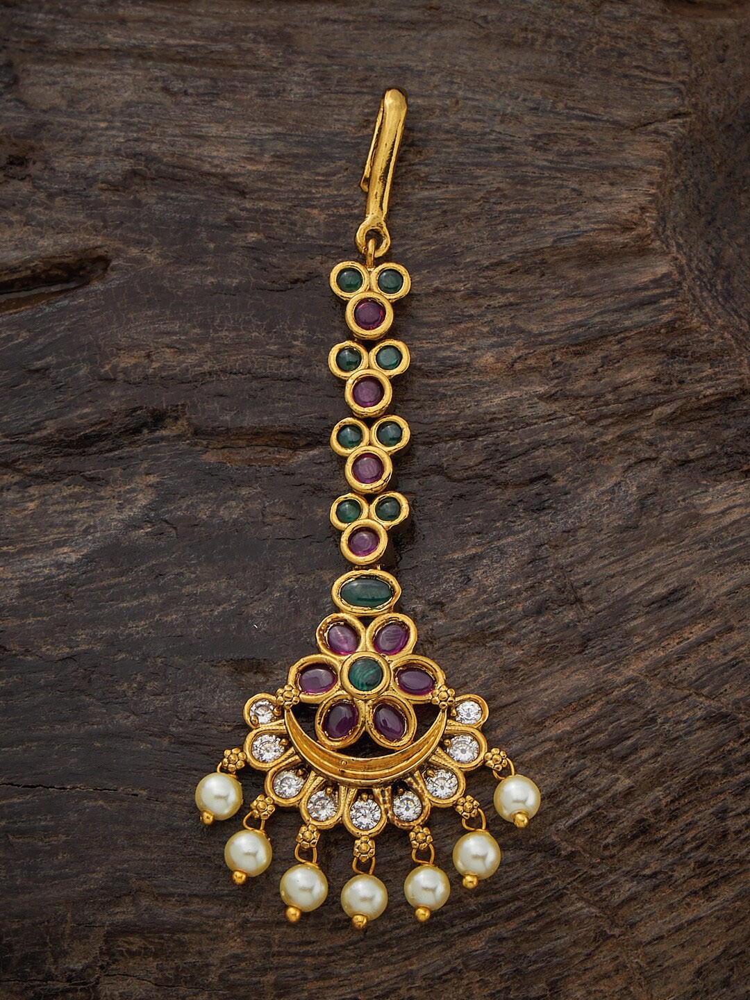 

Kushal's Fashion Jewellery Stone-Studded & Beaded Maang Tikka, Red