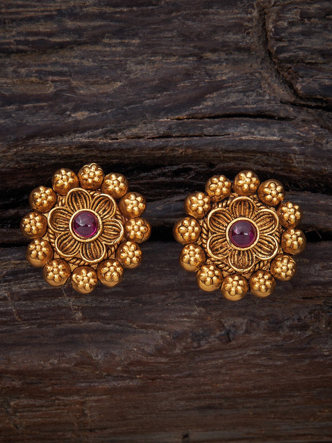 

Kushal's Fashion Jewellery Antique Contemporary Studs Earrings, Red