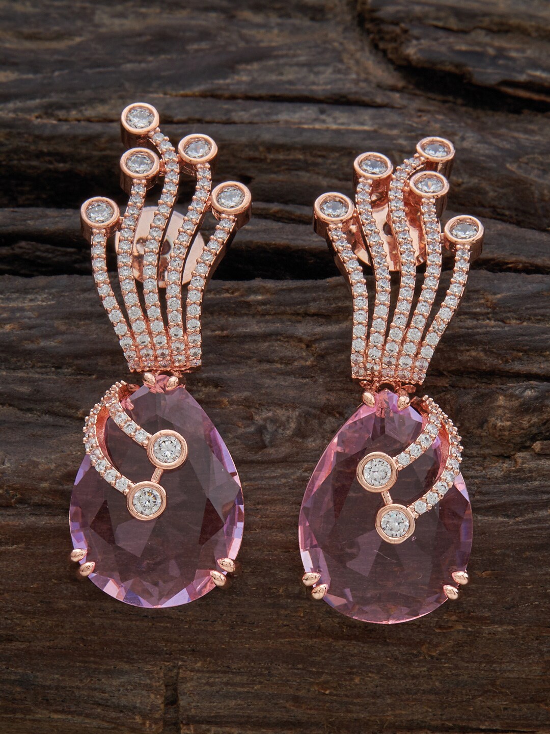 

Kushal's Fashion Jewellery Rose Gold-Plated Contemporary Drop Earrings, Pink