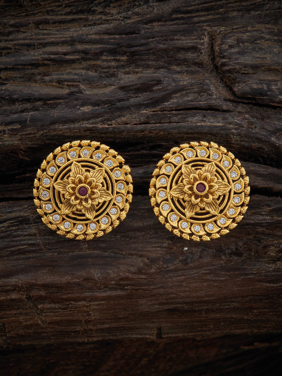 

Kushal's Fashion Jewellery Gold-Plated Classic Studs Earrings, Red