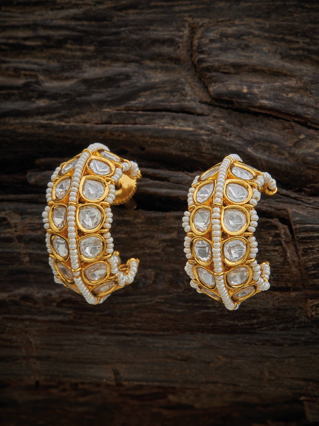 

Kushal's Fashion Jewellery Contemporary Kundan Studs Earrings, White