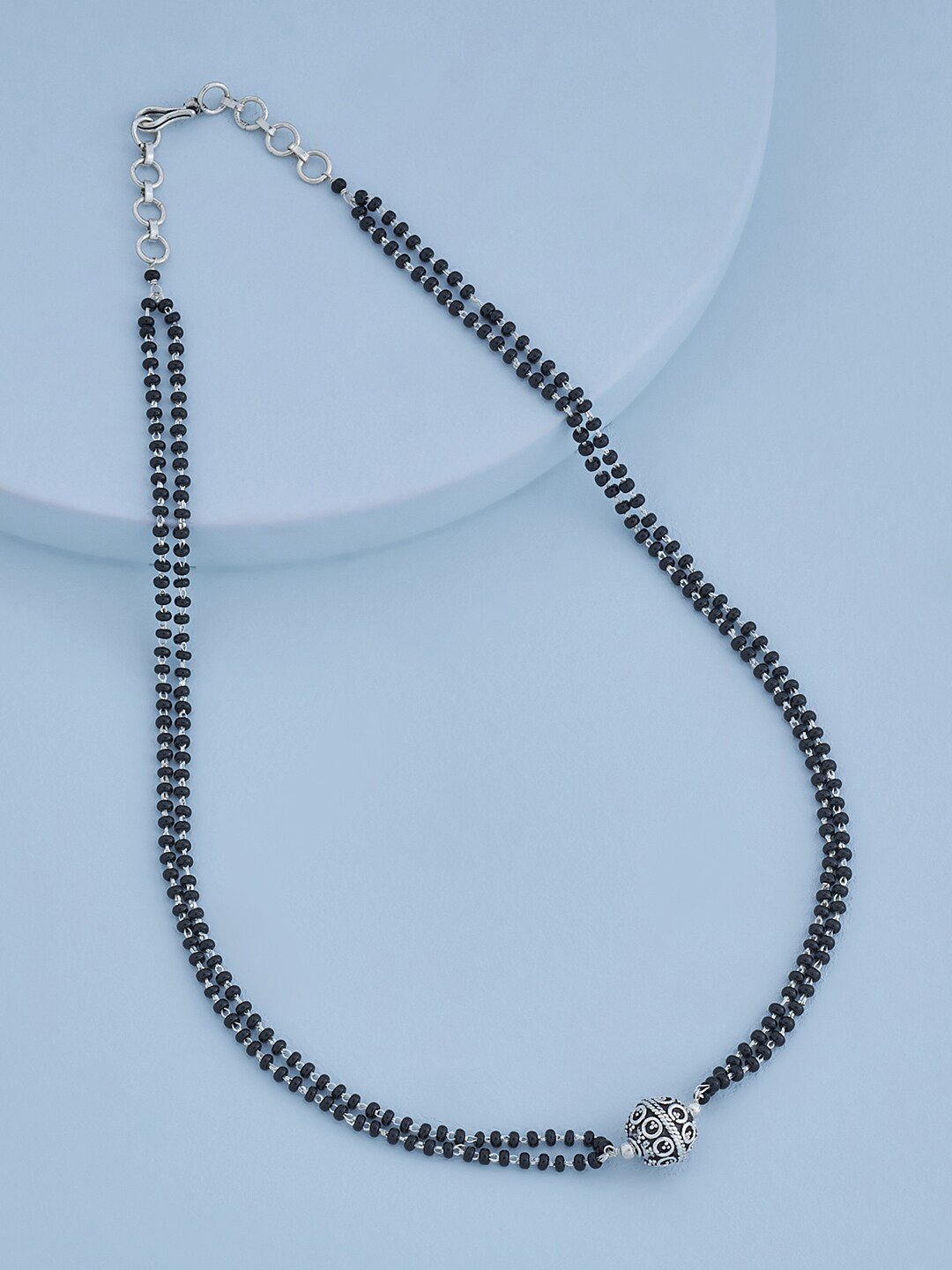 

Kushal's Fashion Jewellery Rhodium-Plated Artificial beaded Oxidised Mangalsutra, Silver