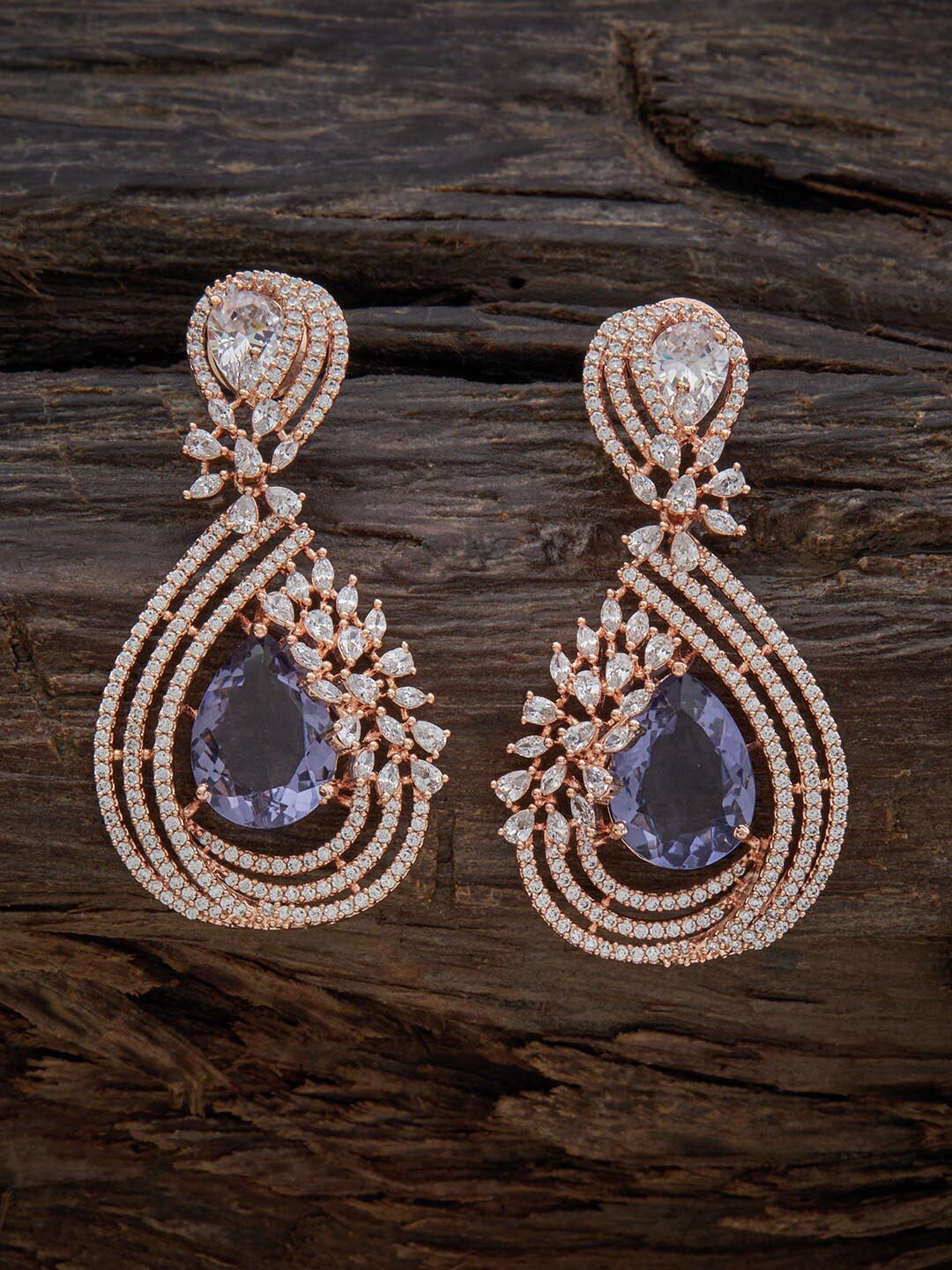 

Kushal's Fashion Jewellery Rose Gold-Plated Contemporary Drop Earrings, Blue