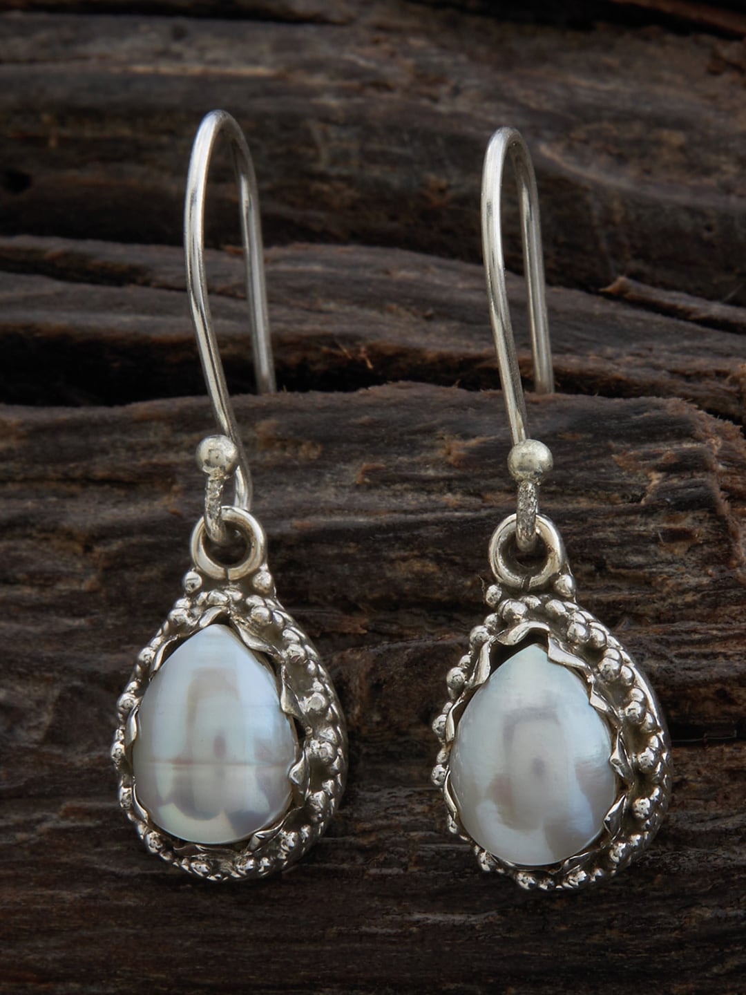 

Kushal's Fashion Jewellery 92.5 Pure Silver Rhodium-Plated Contemporary Drop Earrings, White