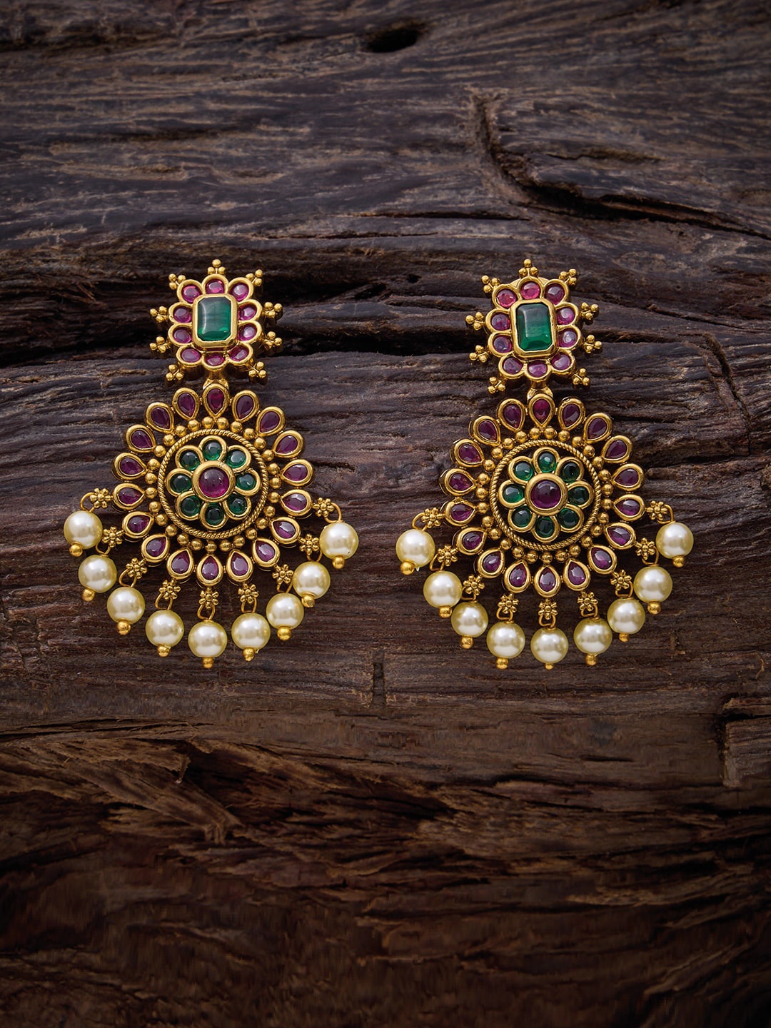

Kushal's Fashion Jewellery Gold-Plated Contemporary Drop Earrings, Red