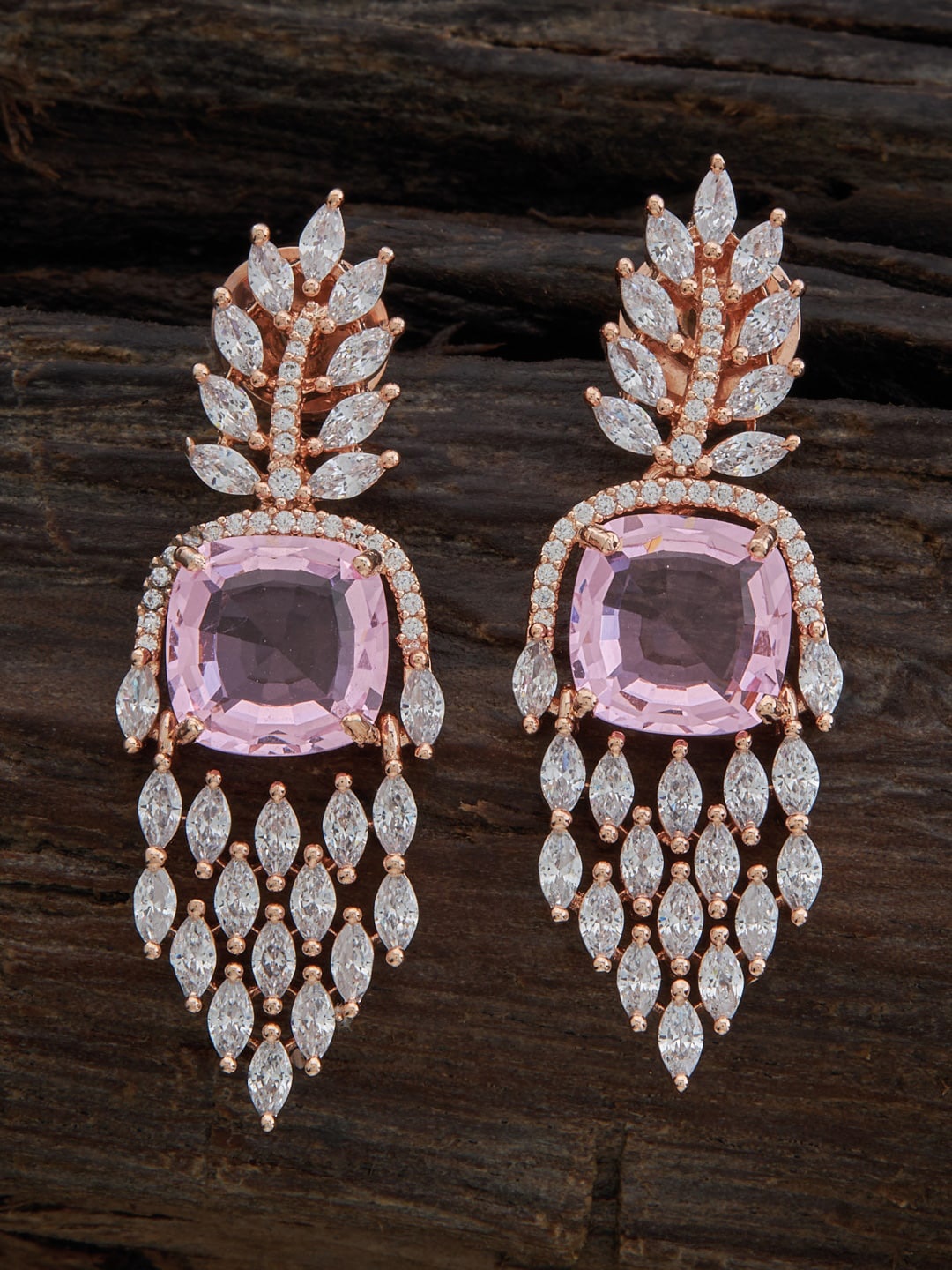 

Kushal's Fashion Jewellery Rose Gold-Plated Contemporary Drop Earrings, Pink